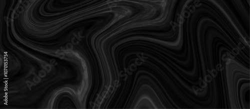 Black and grey liquid marble pattern texture natural background. Liquify Swirl black and gray color art. Beautiful drawing with the divorces and wavy lines in gray tones. 