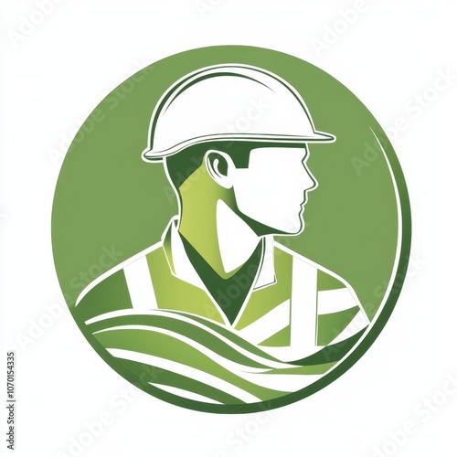 Worker icon with environmental design	 photo