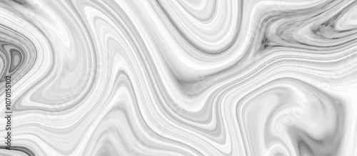 White and grey liquid marble pattern texture natural background.  Liquify Swirl white and gray color art. Beautiful drawing with the divorces and wavy lines in gray tones. 