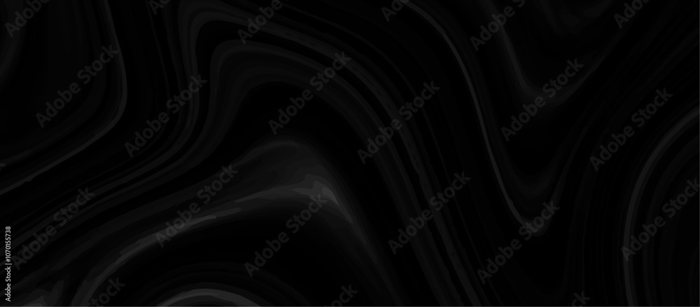 Black and grey liquid marble pattern texture natural background.  Liquify Swirl black and gray color art. Beautiful drawing with the divorces and wavy lines in gray tones. 