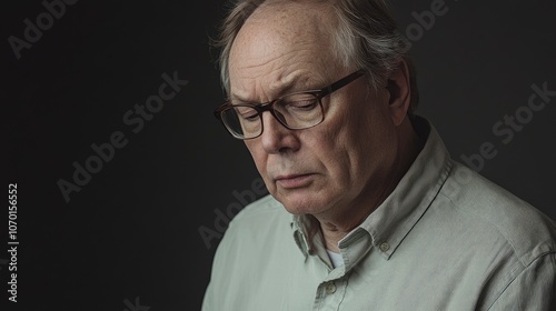 Close-up portrait of an older man with thoughtful expression.