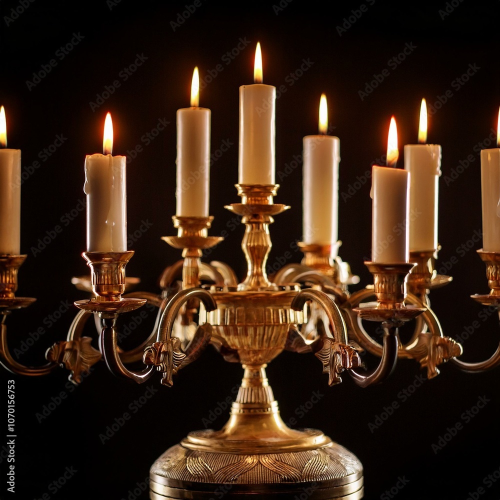 Candle chandelier lamp spirituality with black background illuminated. Candle chandelier lamp spirituality with black background illuminated.