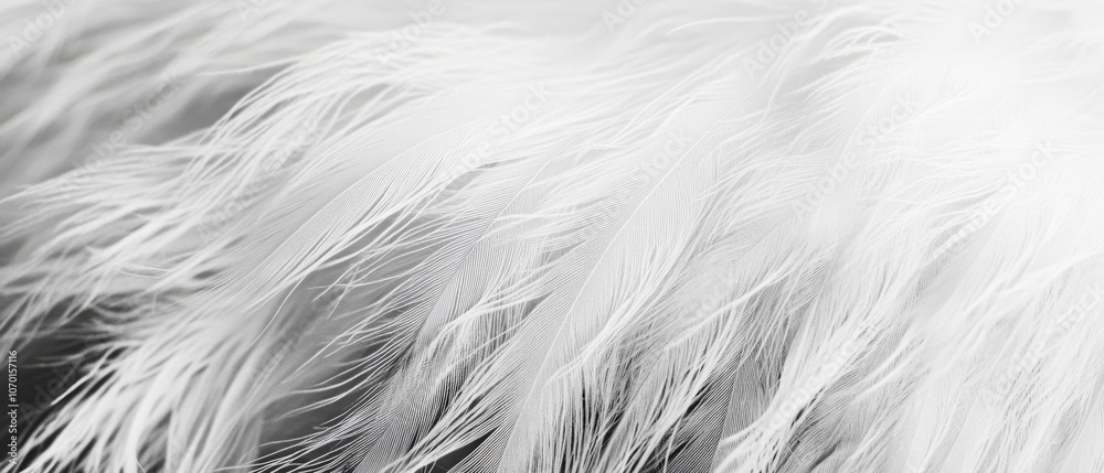 Obraz premium Delicate white feathers layered gracefully, creating a soft, ethereal texture reminiscent of angelic wings.