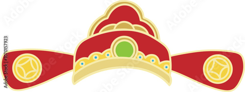 Chinese traditional God of Wealth hat illustration