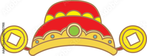 Chinese traditional God of Wealth hat illustration
