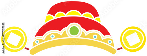 Chinese traditional God of Wealth hat illustration