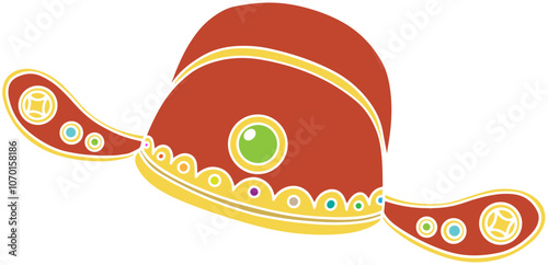 Chinese traditional God of Wealth hat illustration