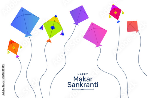 Colorful flying kites for happy makar sankranti festival