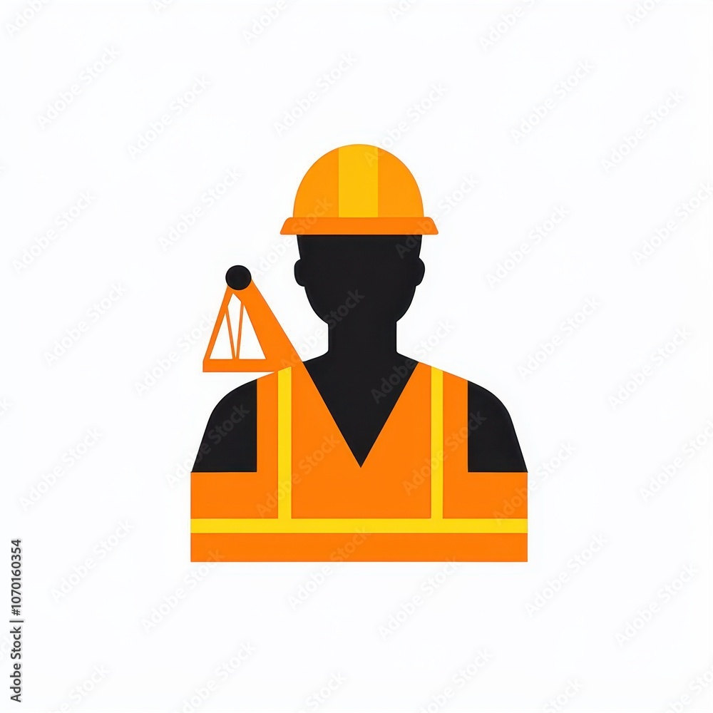 Modern worker icon with safety vest Modern worker icon with safety vest