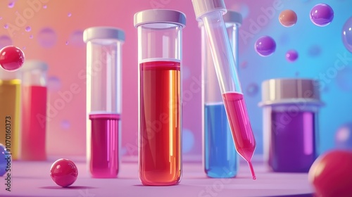 Blood sample collected in a sterile tube for screening tests essential for sugar control diagnosis in laboratory settings photo