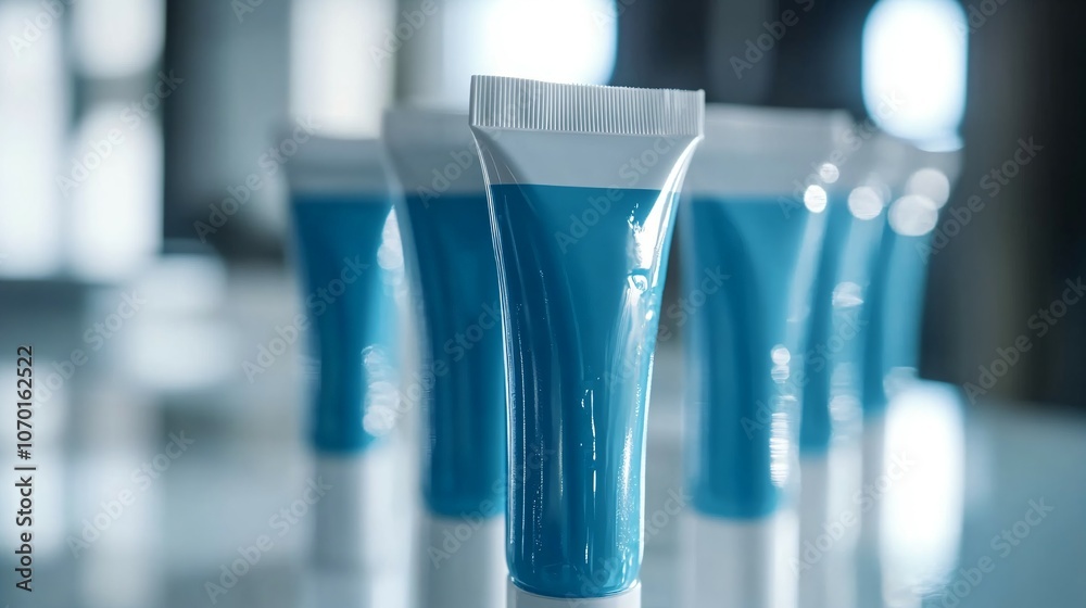Close up of toothpaste tubes on a white background, dental care, hygiene, oral health, mint, fluoride, mockup Close up of toothpaste tubes on a white background, dental care, hygiene, oral health, mint, fluoride, mockup