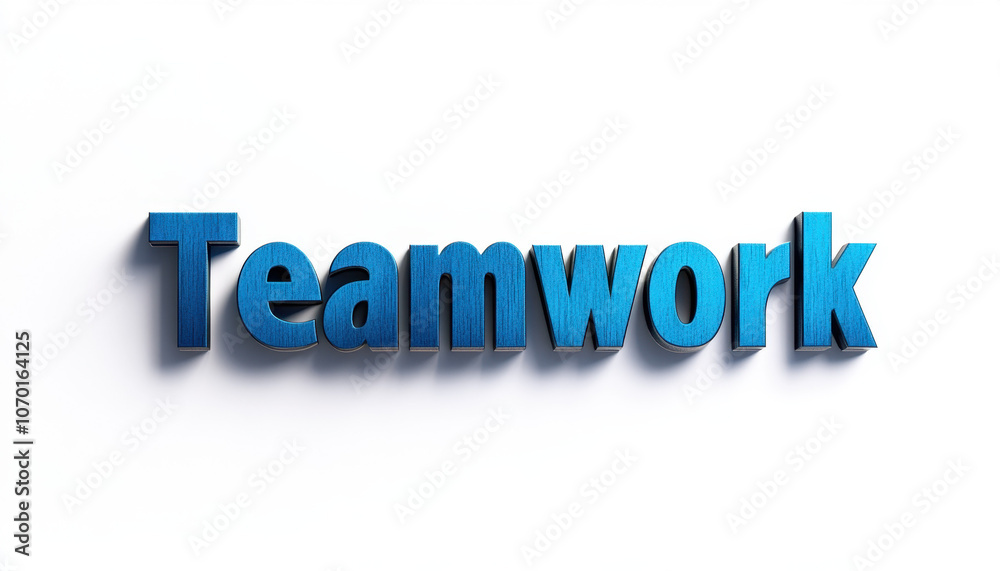 The word 'Teamwork' in bold, textured blue letters against a clean white background, emphasizing cooperation and collaboration in professional settings. The word 'Teamwork' in bold, textured blue letters against a clean white background, emphasizing cooperation and collaboration in professional settings.