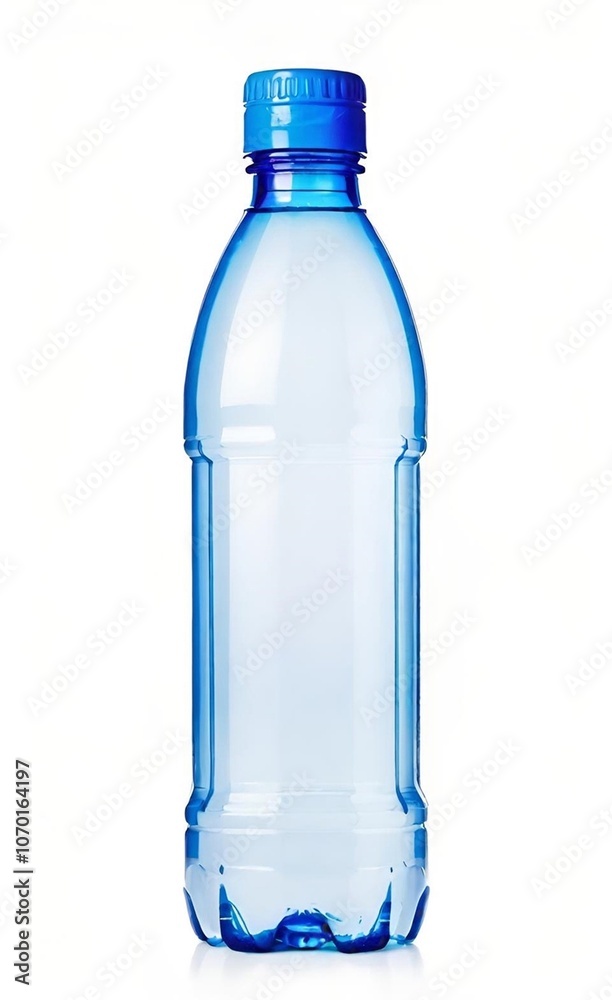 Empty, transparent plastic water bottle with a light blue tint stands against a plain white background, capturing reflections elegantly. AI generated.
Empty, transparent plastic water bottle with a light blue tint stands against a plain white background, capturing reflections elegantly. AI generated.