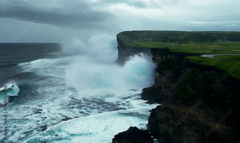 powerful hurricane winds and heavy surf in icelandic storm powerful hurricane winds and heavy surf in icelandic storm