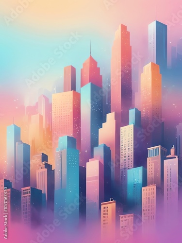 Cityscape with Pastel Hues