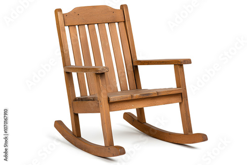 Vintage wooden rocking chair, isolated on white background photo