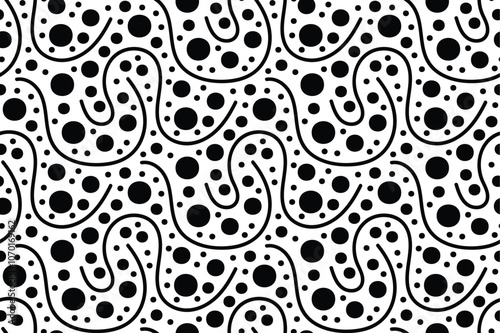 Abstract vector seamless floral background of doodle hand drawn lines. Monochrome wave pattern. Coloring book page. Black white wallpaper.