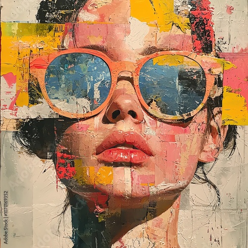 Artistic portrait with vibrant colors and sunglasses