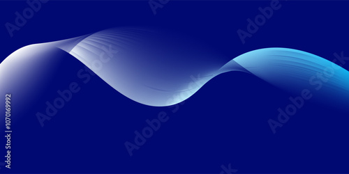Smooth flow of wavy shape with gradient vector abstract background, dark blue design curve line energy motion, relaxing music sound or technology.