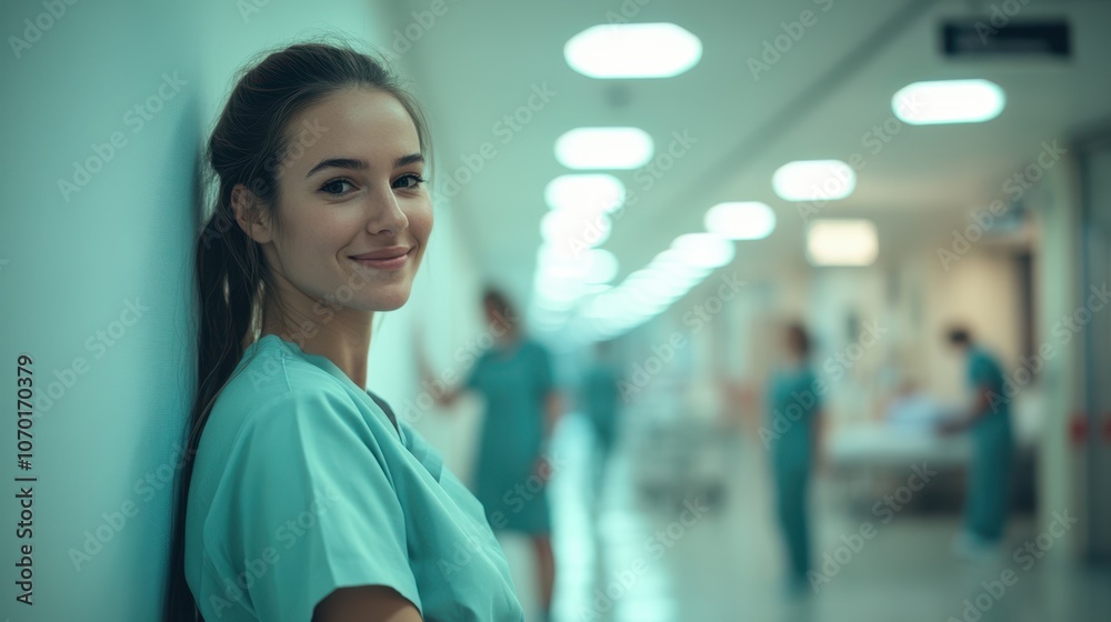The Nurse in Hospital Corridor The Nurse in Hospital Corridor