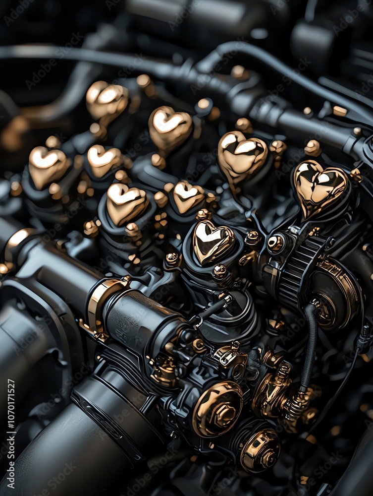 Fototapeta premium Intricate machinery with heart-shaped components