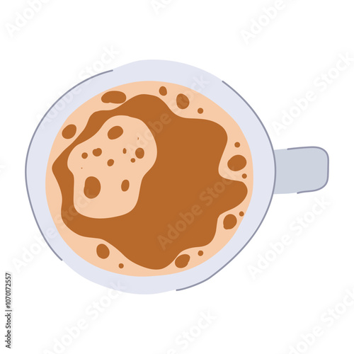mocha coffee cup top cartoon. macchiato brew, caffeine froth, mug saucer mocha coffee cup top sign. isolated symbol vector illustration