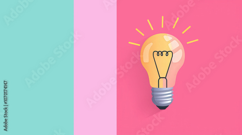 Cheerful Light Bulb Illustration, a vibrant and playful design featuring soft pastel colors, perfect for brightening up any creative project with ample space for custom text
