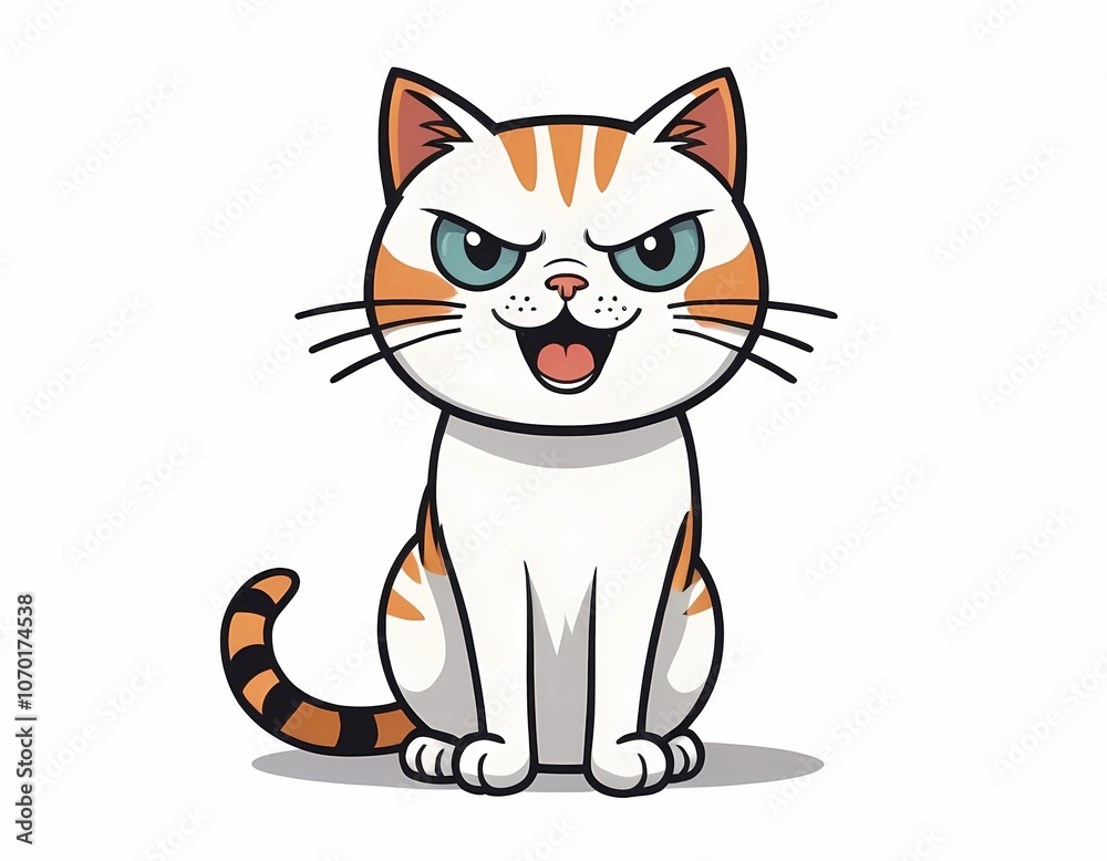 Angry surprised cat is screaming with its mouth wide open, looking curiously at the camera Angry surprised cat is screaming with its mouth wide open, looking curiously at the camera