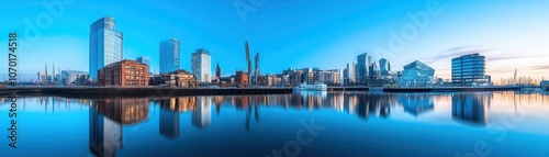Abstract hydro-powered cityscape with futuristic architecture and vibrant energy flowing through urban landscapes.