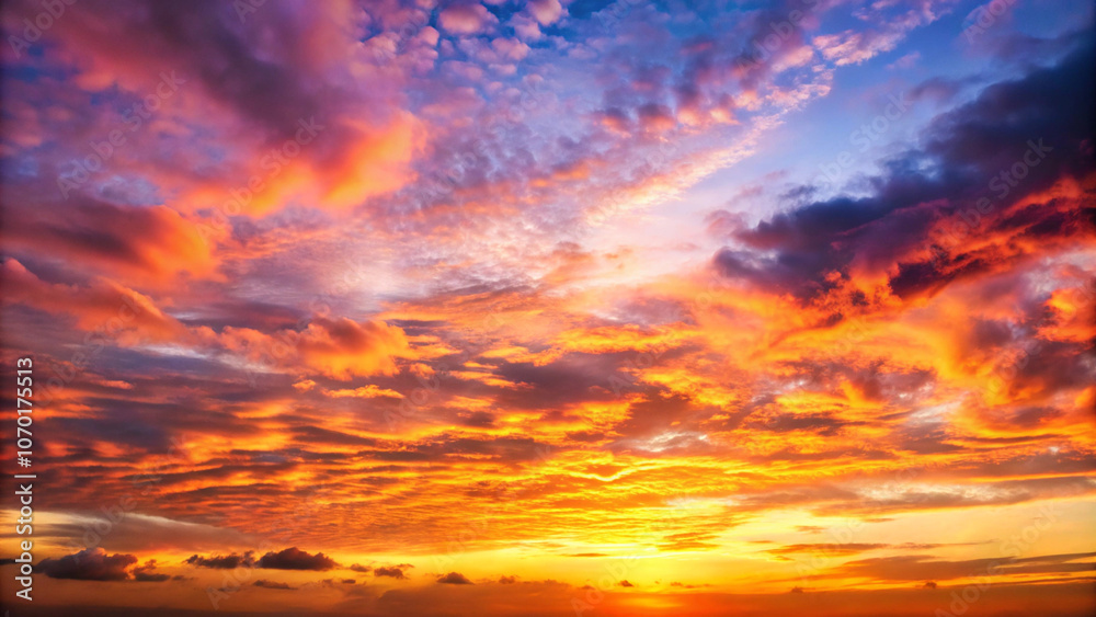 Vibrant sunset with dramatic clouds and colorful sky Vibrant sunset with dramatic clouds and colorful sky