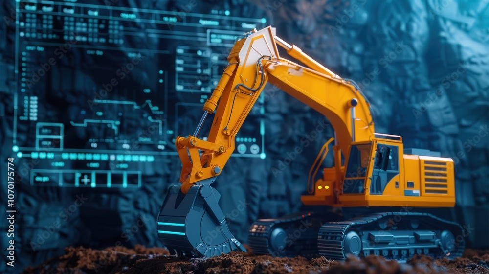 Futuristic Mining Technology, advanced machinery combining cyber assessment with digital resource evaluation for enhanced extraction efficiency and safety in resource development. Futuristic Mining Technology, advanced machinery combining cyber assessment with digital resource evaluation for enhanced extraction efficiency and safety in resource development.