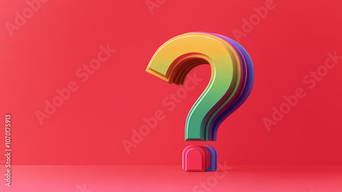 Colorful question mark, vibrant rainbow hues blend in an abstract design, representing curiosity and creativity, ideal for educational or artistic themes.