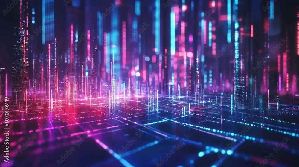 Colorful Data Visualization with Bright Neon Lights Colorful Data Visualization with Bright Neon Lights
