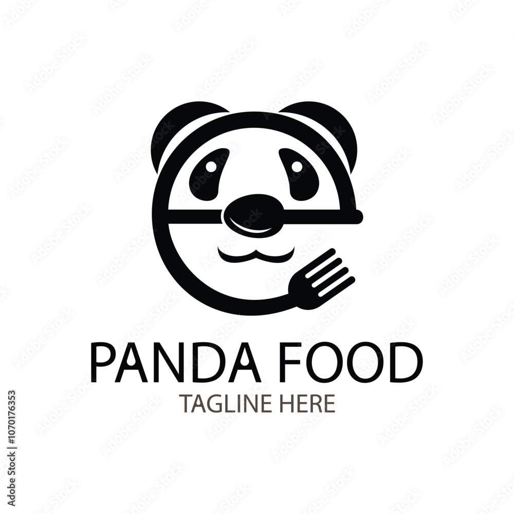 Obraz premium panda food logo design vector