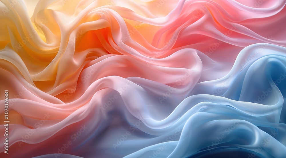 Obraz premium Heavenly light, dreamy pastel flowing silk waves. 
