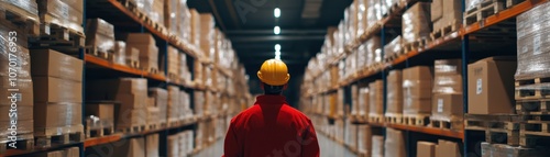 Team of workers efficiently organizing pallets in a busy warehouse for streamlined operations.