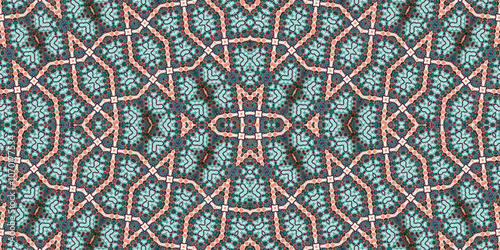 Seamless kaleidoscope pattern. The texture of the woven pattern. Endless pattern