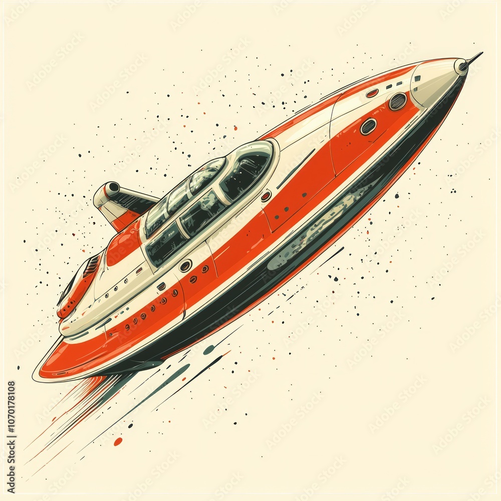 spaceship with retro colors on white background spaceship with retro colors on white background