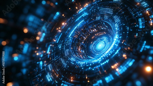 Wallpaper Mural Holographic blue circle hologram on a background, futuristic, technology, abstract, holographic Torontodigital.ca