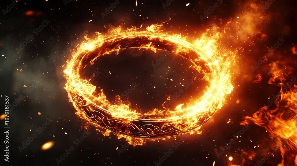 Flaming Ring in Dramatic Scene Flaming Ring in Dramatic Scene
