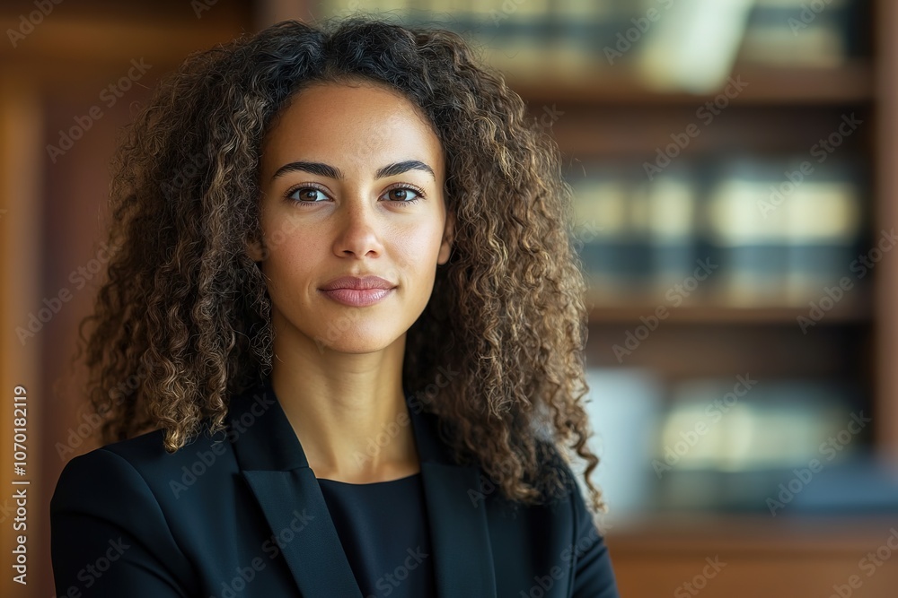 Confident businesswoman in office, warm colors Confident businesswoman in office, warm colors