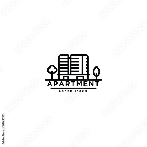 apartment linear icon logo. building real estate Thin line customizable illustration template