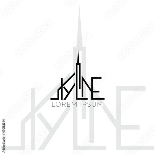 skyline building construction real estate logo design. initial skyline with monogram logo