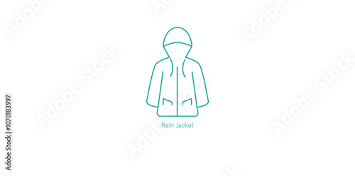 Vector Icon of Waterproof Rain Jacket for Camping and Hiking