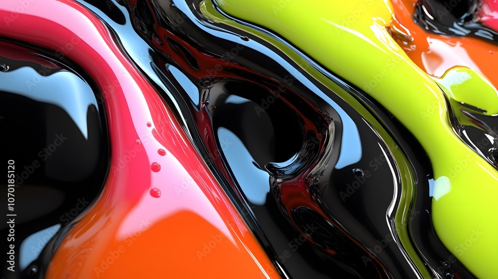 Abstract Colorful Liquid Swirls with Glossy Finish Abstract Colorful Liquid Swirls with Glossy Finish
