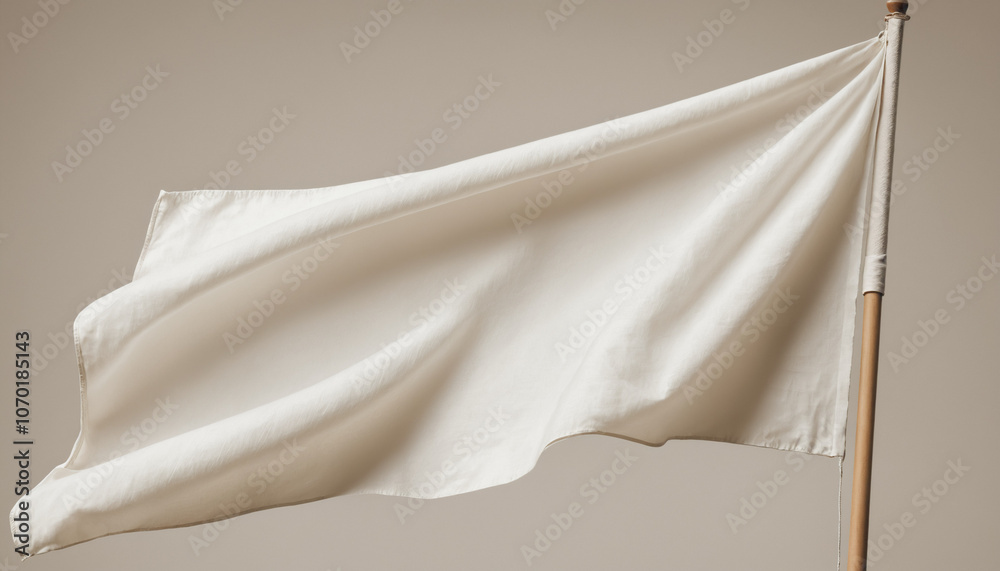 White Flag Floating on Solid Background. White Flag Floating on Solid Background.
