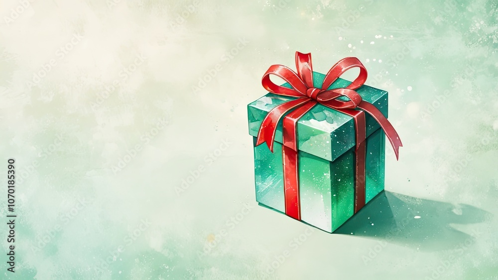 A green box with a red ribbon on top A green box with a red ribbon on top