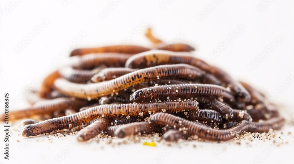 A Close-Up of Earthworms on a White Background A Close-Up of Earthworms on a White Background