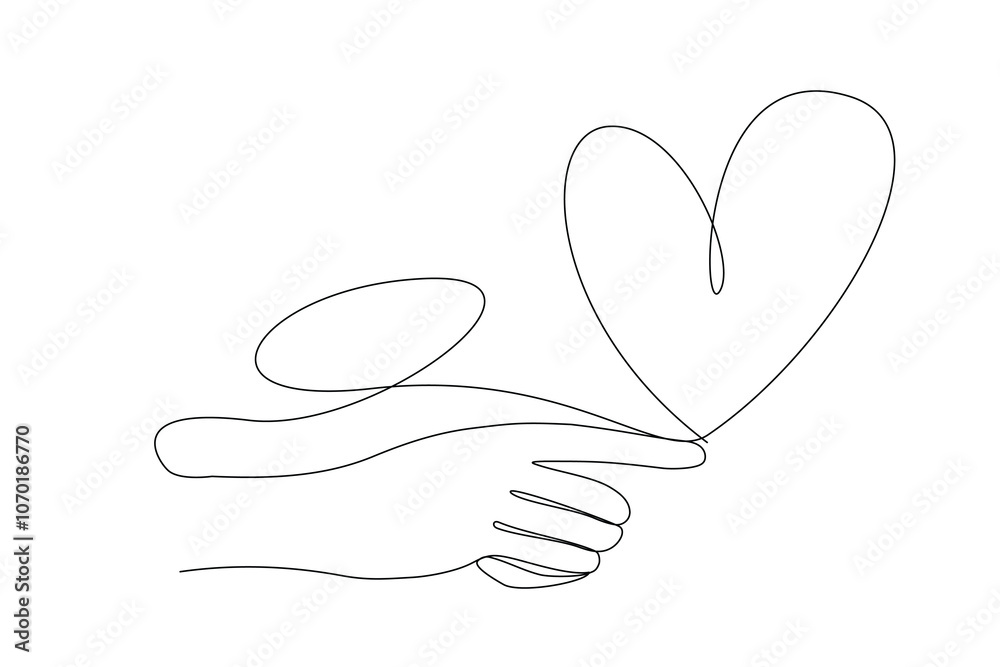 Line Art Hand and Heart Silhouette Icon. One Continuous Line Drawing. Editable Vector Thin Doodle Stroke Sketch. Abstract Human Hand Illustration. Healthy Lifestyle, Care, Support and Help Concept. Line Art Hand and Heart Silhouette Icon. One Continuous Line Drawing. Editable Vector Thin Doodle Stroke Sketch. Abstract Human Hand Illustration. Healthy Lifestyle, Care, Support and Help Concept.