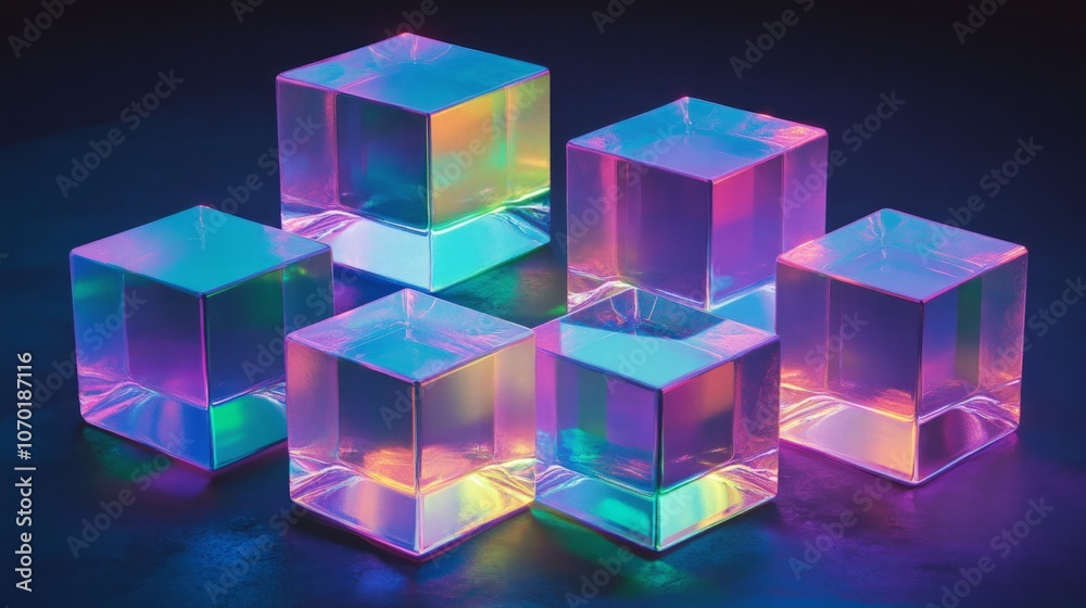 translucent glass cubes with a neon gradient translucent glass cubes with a neon gradient